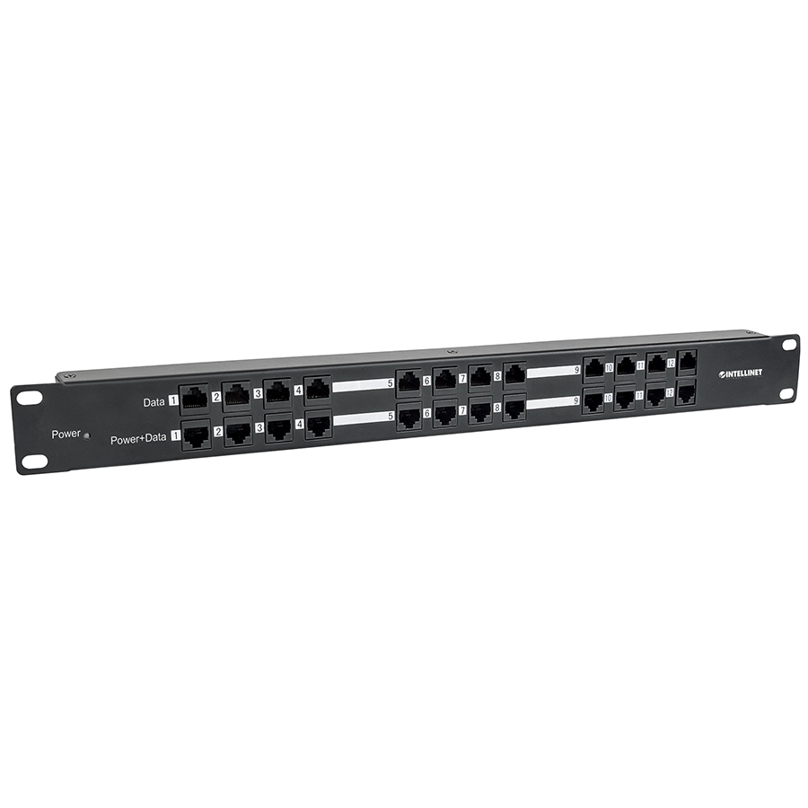 Panel Parcheo,Intellinet,720342, Cat 5E, 12 Ptos 1U POE - Imagen de 2