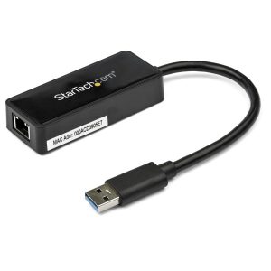 Adaptador Tarjeta De Red Nic Externa USB 3.0 1 Puerto Gigabit Ethernet RJ45 Y 1 Puerto USB Super Speed - Cable - Negro - Startech.com Mod. USB31000SPTB