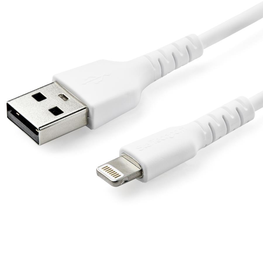 Cable De Carga De 1M USB A Lightning - Cable Lightning Certificado Mfi Apple - Cable Lightning De Servicio Pesado - Blanco - Startech.com Mod. RUSBLTMM1M