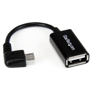 Cable Adaptador Micro USB A USB Otg Acodado A La Derecha De 12CM - Macho A Hembra - Startech.com Mod. Uusbotgra