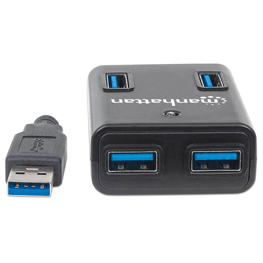 Hub Usb,Manhattan,162302, V3.0 4 Ptos Con Fuente, Negro - Imagen de 2