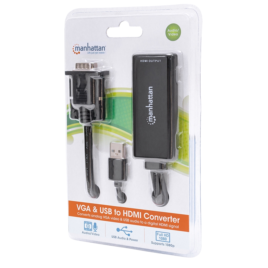 Convertidor Video,Manhattan,152426, Svga+Audio USB A HDMI
