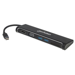 Docking,Manhattan,152631,4-1,Usb-C A HDMI Vga 2 USB 3.1 Lector Tarjetas Sd M-H