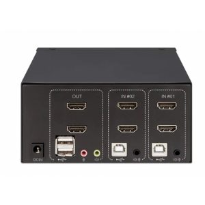 Mux Kvm,Manhattan,153522, HDMI Doble Monitor 2:1, 4K@30MHZ USB2.0 Audio