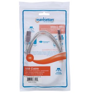 Cable Usb,Manhattan,333405, V2.0 A-B 1.8M, Plata