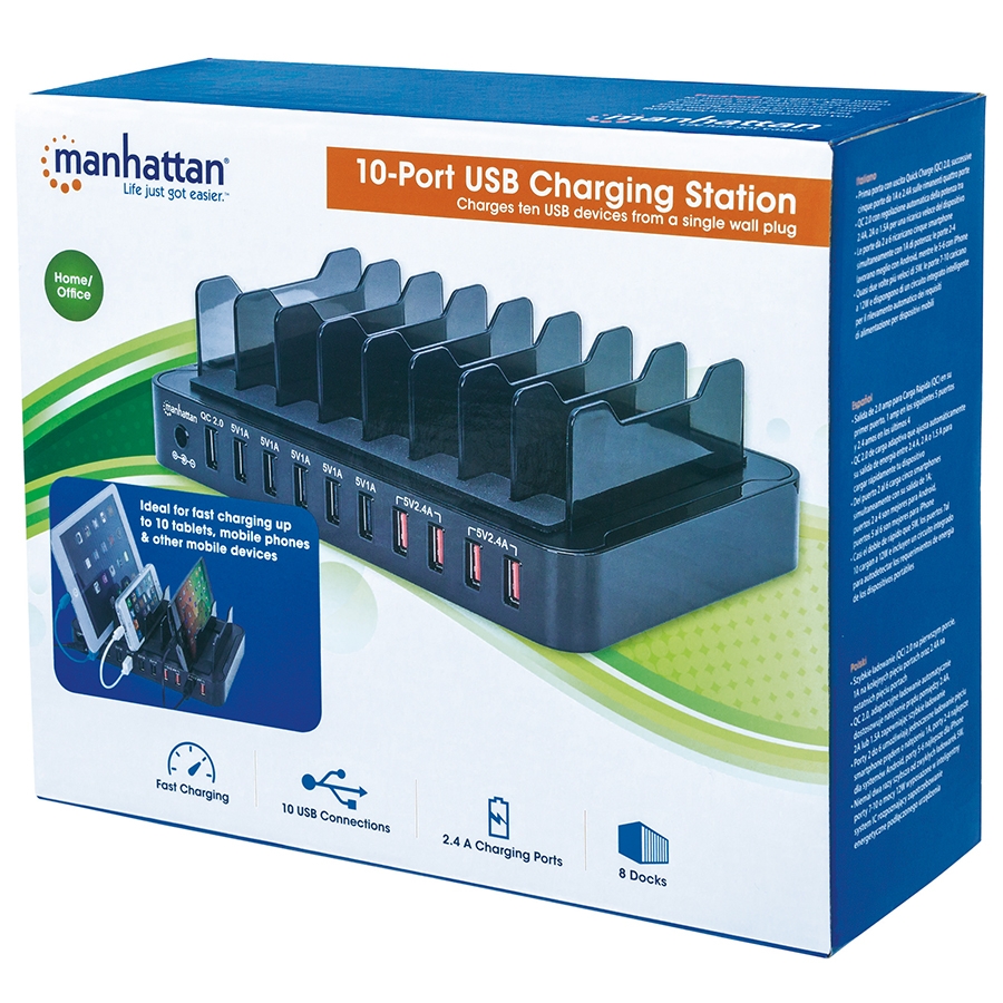 Estacion De Carga,Manhattan,180009, USB 10 Dispositivos