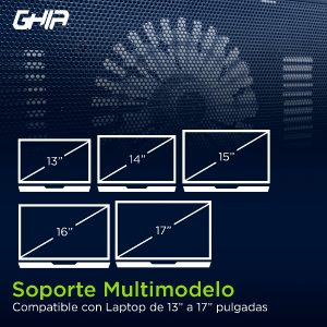 Base Enfriadora Ghia / Para Laptop / Con Ventilador Y Luz LED / USB