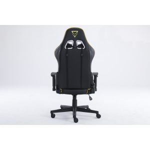 Silla Ocelot Gaming Ogs-02 / Vinipiel / Base Nylon Ajustable / Descansabrazos 2d / Piston Clase 4 / Reclinable 90-155 Grados / Hasta 150kg / Cojines Lumbar Y Cervical / Color Negro Con Amarillo