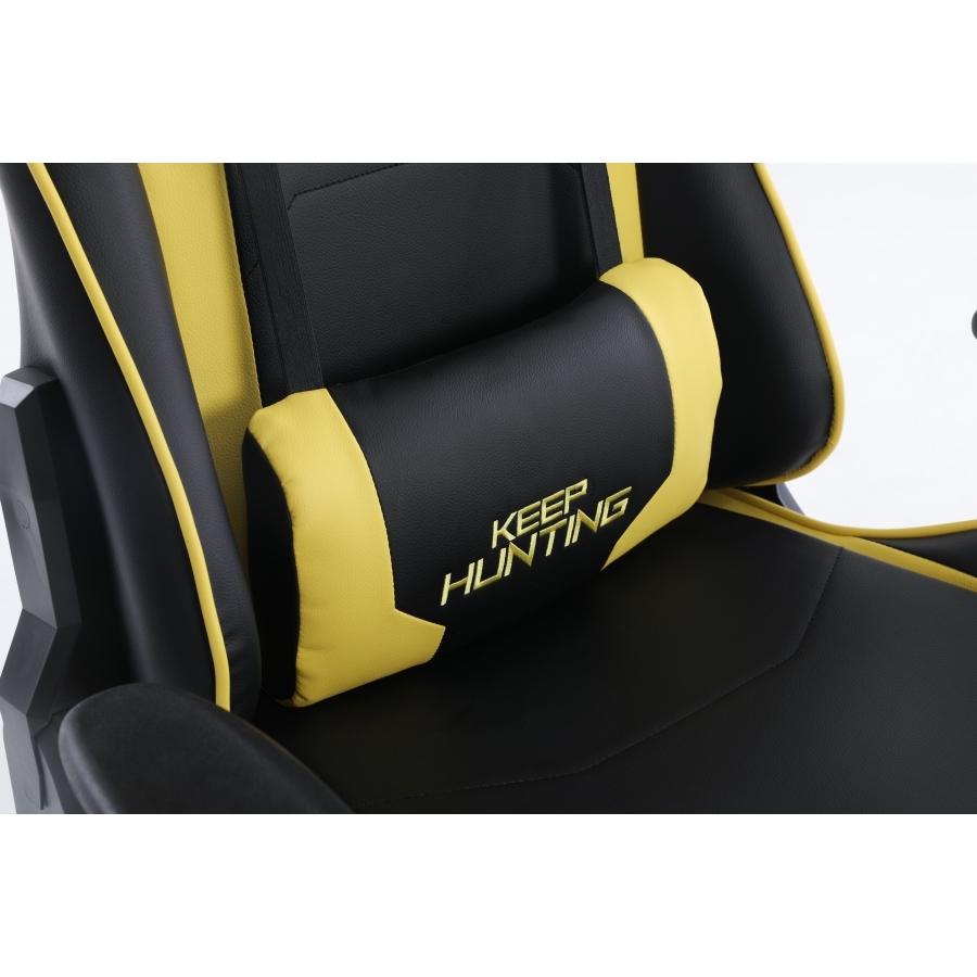 Silla Ocelot Gaming Ogs-02 / Vinipiel / Base Nylon Ajustable / Descansabrazos 2d / Piston Clase 4 / Reclinable 90-155 Grados / Hasta 150kg / Cojines Lumbar Y Cervical / Color Negro Con Amarillo - Imagen de 2