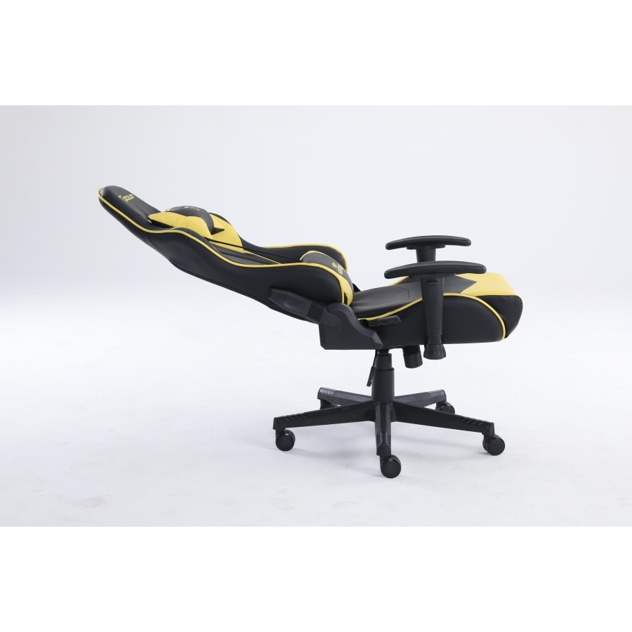 Silla Ocelot Gaming Ogs-02 / Vinipiel / Base Nylon Ajustable / Descansabrazos 2d / Piston Clase 4 / Reclinable 90-155 Grados / Hasta 150kg / Cojines Lumbar Y Cervical / Color Negro Con Amarillo - Imagen de 3