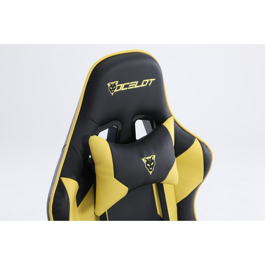 Silla Ocelot Gaming Ogs-02 / Vinipiel / Base Nylon Ajustable / Descansabrazos 2d / Piston Clase 4 / Reclinable 90-155 Grados / Hasta 150kg / Cojines Lumbar Y Cervical / Color Negro Con Amarillo - Imagen de 5