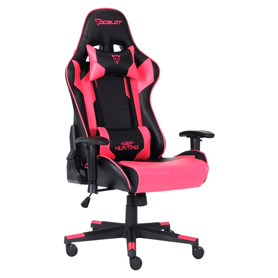 Silla Ocelot Gaming Ogs-03 / Vinipiel / Base Nylon Ajustable / Descansabrazos 2d / Piston Clase 4 / Reclinable 90-155 Grados / Hasta 150kg / Cojines Lumbar Y Cervical / Color Negro Con Magenta - Imagen de 4