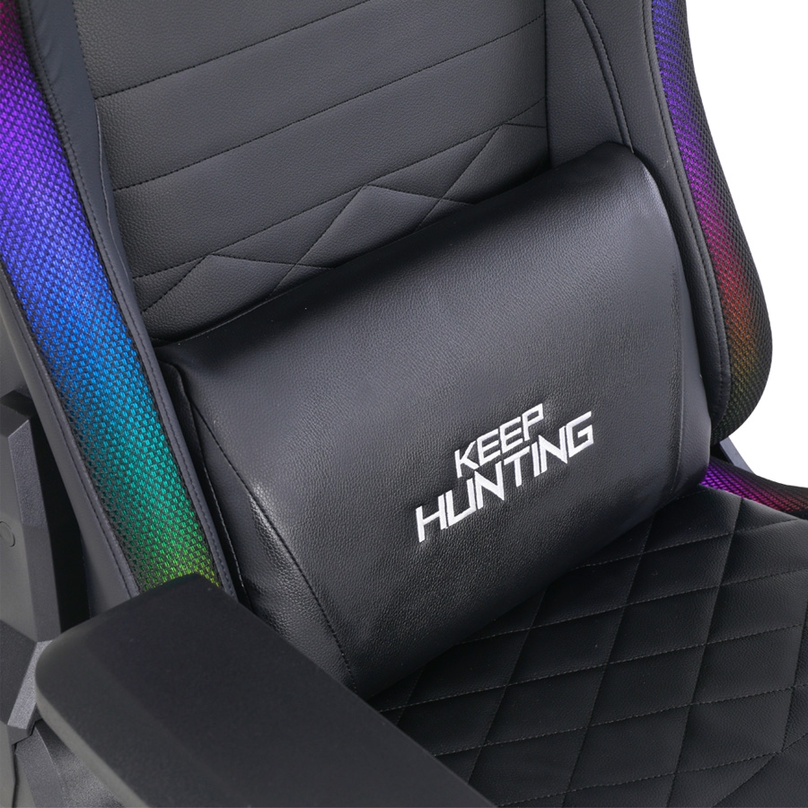 Silla Ocelot Gaming Osrgb / Vinipiel / RGB / Base Metalica Ajustable / Descansabrazos 4d / Piston Clase 4 / Reclinable 90-155 Grados / Hasta 150kg / Cojines Lumbar Y Cervical / Color Negro - Imagen de 3