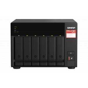Nas Qnap TS-673A-8G /6 Bahias /Ncleo Cuadruple 2.2GHZ/8GB DDR4 Ampliables A 64 Gb/Lan 2,5GBE X2/USB 3.2 X2/HOT Swap/ Soporta M.2 2280/ No Incluye Discos