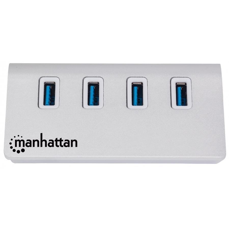 Hub Usb,Manhattan,163767, V3.0 4 Ptos Color Aluminio - Imagen de 3