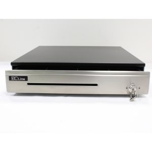 Cajon De Dinero Ec Line Ec-Cd-100-P, Negro, Compartimientos 5 Billetes - 8 Monedas, Rodamiento, Panel De Acero Inoxidable