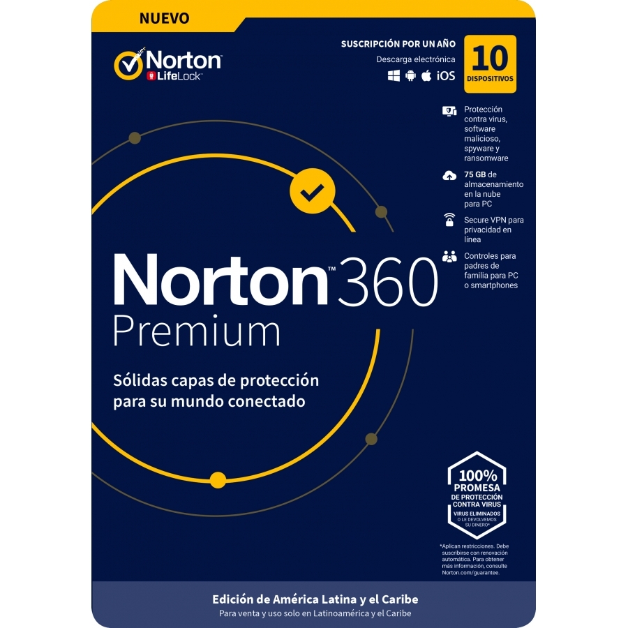 Norton 360 Premium / Total Security/ 10 Dispositivos/ 1 Año (Caja)