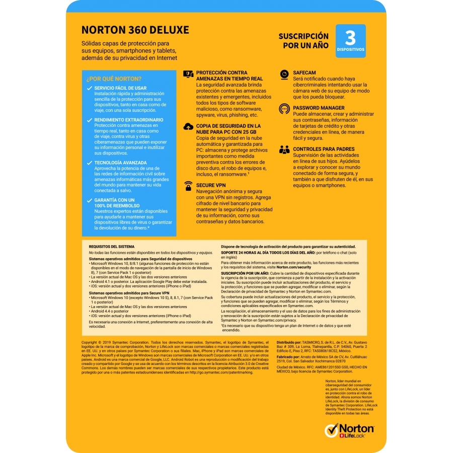 Norton 360 Deluxe / Total Security / 3 Dispositivos / 1 Año (Caja) - Imagen de 2