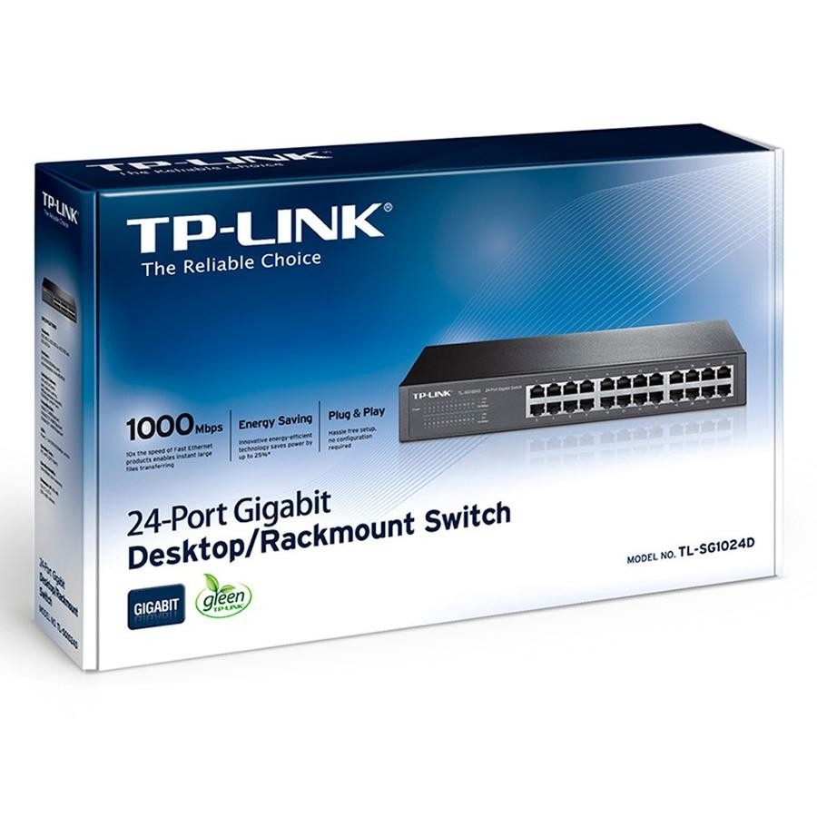 Switch | TP-LINK | TL-SG1024D | 24 Puertos RJ45 Gigabit 10/100/1000 | No Administrable |Para Escritorio O Rack 13 Pulgadas - Imagen de 3