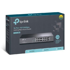 Switch | TP-LINK | TL-SF1016DS | 16 Puertos RJ45 10/100 Mbps | No Administrable | Para Escritorio O Rack De 13 Pulgadas