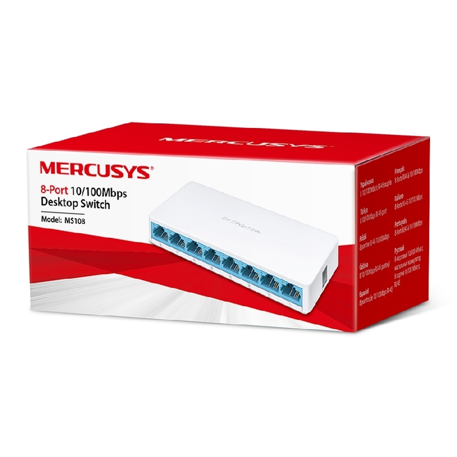 Switch | Mercusys | MS108 | 8 Puertos RJ45 10/100 Mbps | No Administrable | Para Escritorio - Imagen de 2
