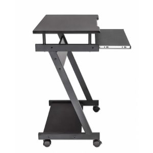 Escritorio,Manhattan,207690, Compacto Negro Con Ruedas Y Bandeja Para Teclado, Repisa Inferior Para Cpu