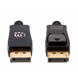 Cable Displayport,Manhattan,353618, V1.4 M-M 2.0M Negro 8K60HZ,CHAPADOS En Oro