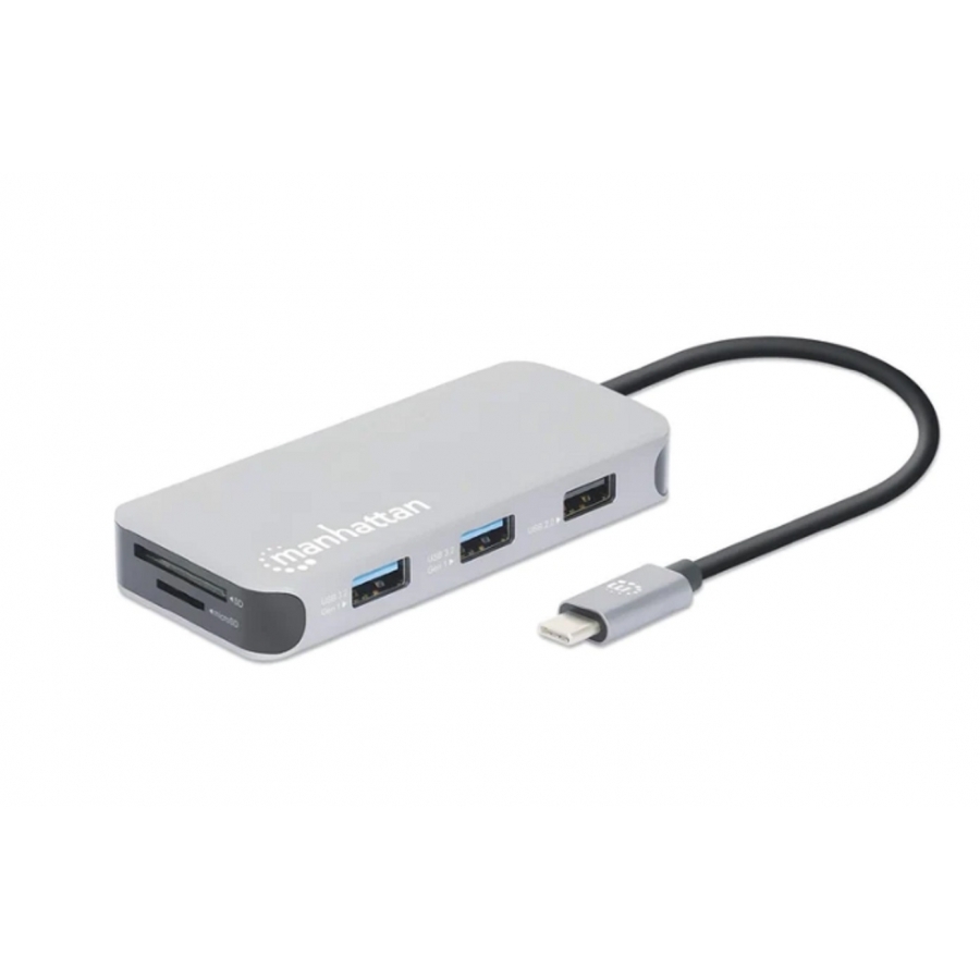 Docking Usb,manhattan,130615,-c 8 Ptos, Hdmi, Usb-c PD/2XUSBV3.2/USBV2.0, Red,sd/micro Sdd - Imagen de 3