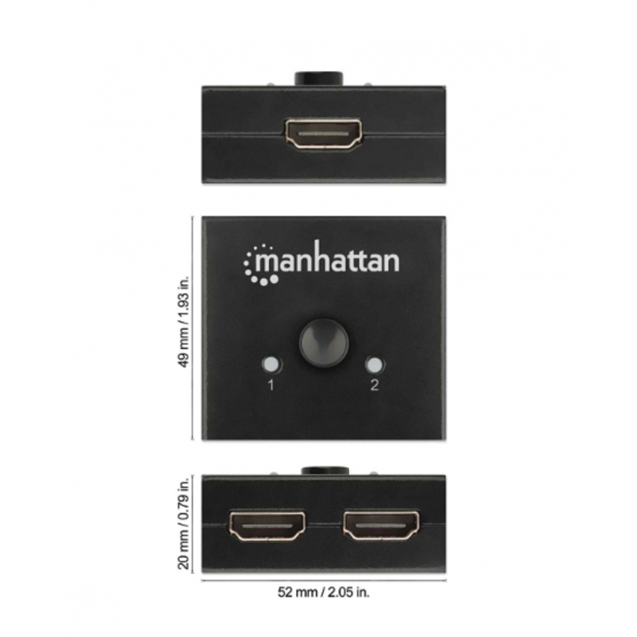Switch Hdmi,Manhattan,207850, 4K@60HZ, Bidireccional 2:1 - Imagen de 4