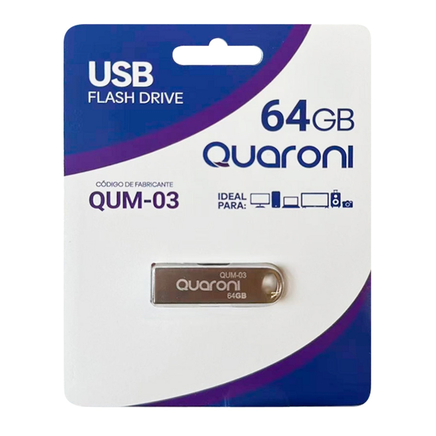 Memoria Quaroni 64GB USB Metalica USB 2.0 Compatible Con Android/Windows/Mac