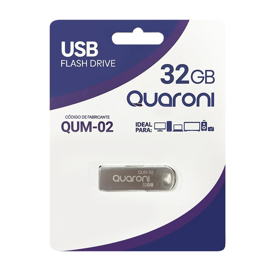 Memoria Quaroni 32GB USB Metalica USB 2.0 Compatible Con Android/Windows/Mac