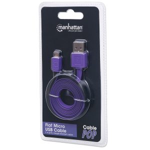 Cable Usb,Manhattan,391368, V2 A-Micro B, Blister Plano 1.0M Morado/Negro