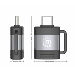 Adaptador,Manhattan,356312, Usb-C V3.2 GEN1, Cm-Ah, 5GBPS 3A, Aluminio Gris Espacial/Negro