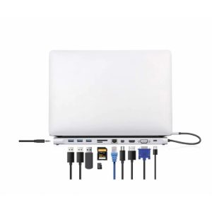 Docking Usb,manhattan,130578,-c 11 Ptos, Hdmi/mini Dp/vga, Usb-c PD/3XUSBV3.2, Red/audio/sd/micro Sd