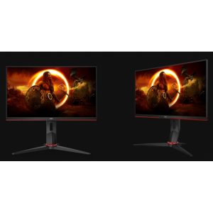 Monitor Aoc Gamer Curvo 23.6 / Negro - Rojo / Panel Va / HDMI Vga Displayport / Aspecto 16:9 / Tr 1 Ms / AMD Free Sync / 165 Hz / Resolucion 1920 X 1080 / 250 CD/M2 / 80 Millones A 1 / Vesa 100X100
