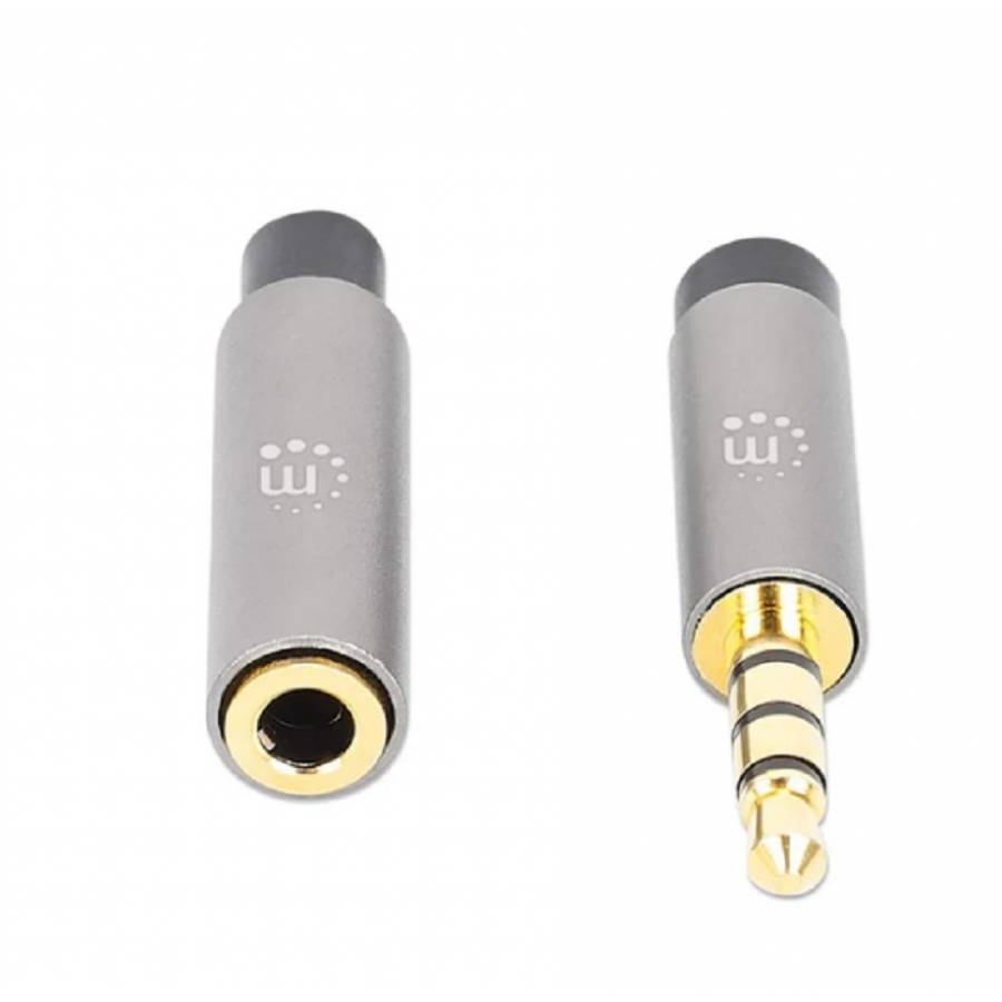 Cable Audio Estereo Manhattan, 356022, 3.5MM Exten. M-H 1.0M Negro/Aluminio Plateado - Imagen de 3