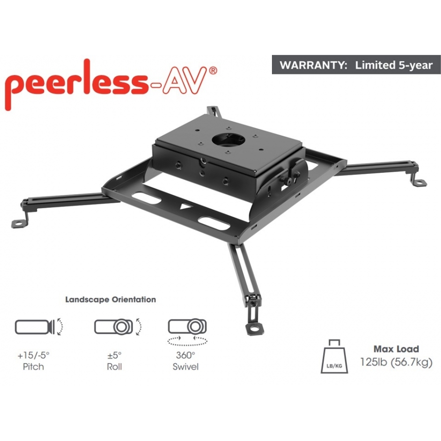 Soporte Universal Para Vídeo Proyector Peerless PJR125 De Alta Resistencia Con Capacidad Hasta 56.7 Kg