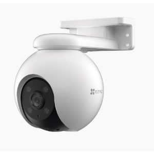 Camara Pt 3K Ezviz CS-H8-3K 5MP / Cobertura Panoramica 360 / Deteccion Humana / Deteccion De Vehiculo/ Sirena / Luz Parpadeante / Colores En Oscuridad / Micro Sd / Presets / Exterior
