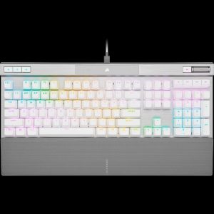 Teclado Corsair K70 Rgb Pro/ Óptico-Mecánico/ LED Rgb Retroiluminado /Corsair Opx/Blanco/ Teclas Pbt Blancas/ Ingles (CH-910951A-NA)