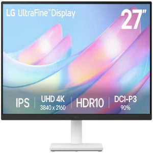 Monitor Pc LG 27US500 27, 4K Uhd Ultrafine, Resol. 3840 X 2160, Panel Ips, Rel.16:9, Brillo 300 CD/M2, Contr.1000:1, Tr 5MS, 60 Hz, HDR10, AMD Freesync, Hdmi, Display Port, 100X100 Mm, Blanco.