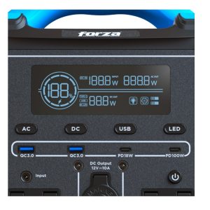 Generador Electrico De Baterias Lmfp Portatil Forza Serie Titan FPP-T700 700W 9 Salidas 2AC/7DC 2 Pantalla Lcd Panel De Control Integrado Lampara LED Carga Rapida En 1.5 Horas