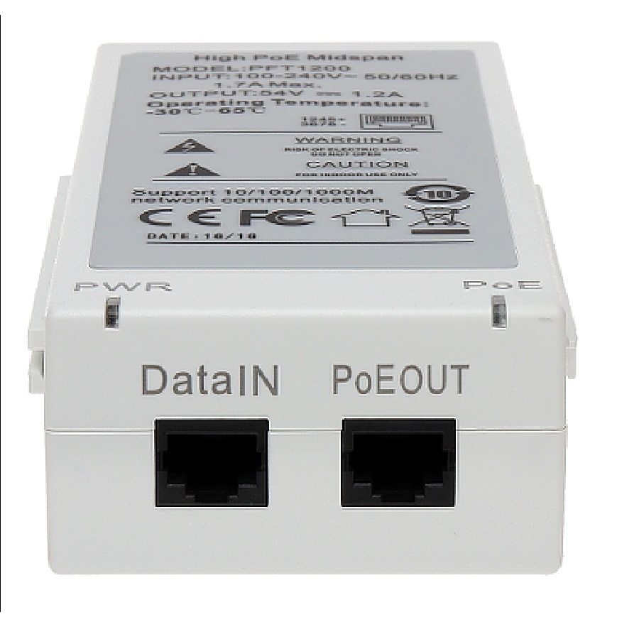 Inyector Poe/ Dahua/ PFT1200 Inyector Hi-Poe Midspan Gigabit/ Soporta Poe/Poe+/ Soporta Hi-Poe 60 Watts Para Ptz/ Indicadores LED De Status - Imagen de 2