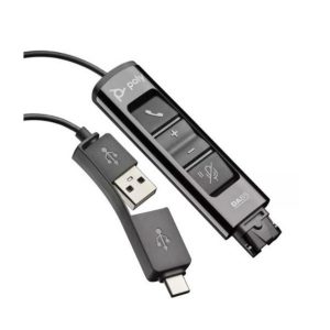 Adaptador Qd HP Poly 786C7AA/ DA85 Adaptador Digitales Qd Usb-A Y Usb-C, Botones De Volumen, Mute , Llamada Y Pausa Color Negro