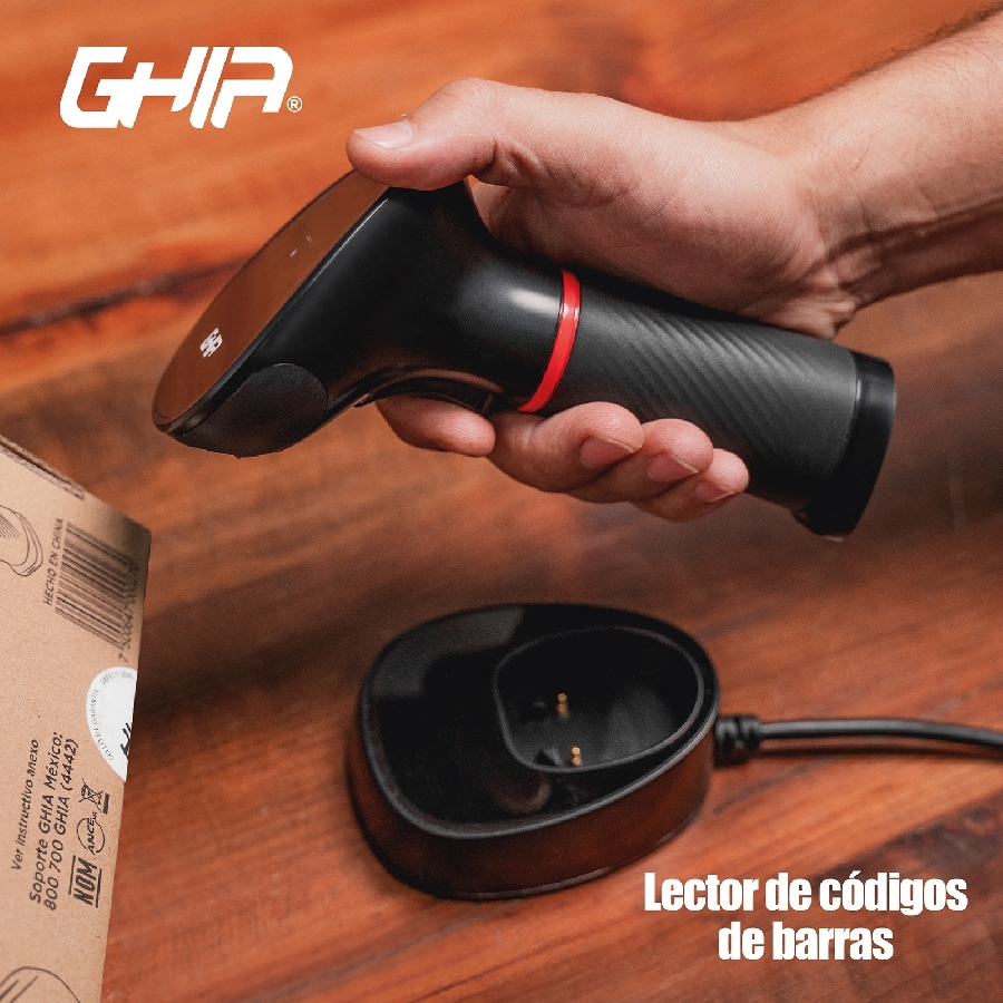 Lector De Codigos De Barras Ghia GSW2 / Inalambrico / 2D / LED Rojo Y Blanco / Bluetooth / USB / Base De Carga / Qr / Negro - Imagen de 5