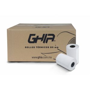Paquete Rollo Papel Termico Ghia CTG80N / 80X70 Mm /Para Impresoras De 80MM / Reaccion Negro / 50 Unidades