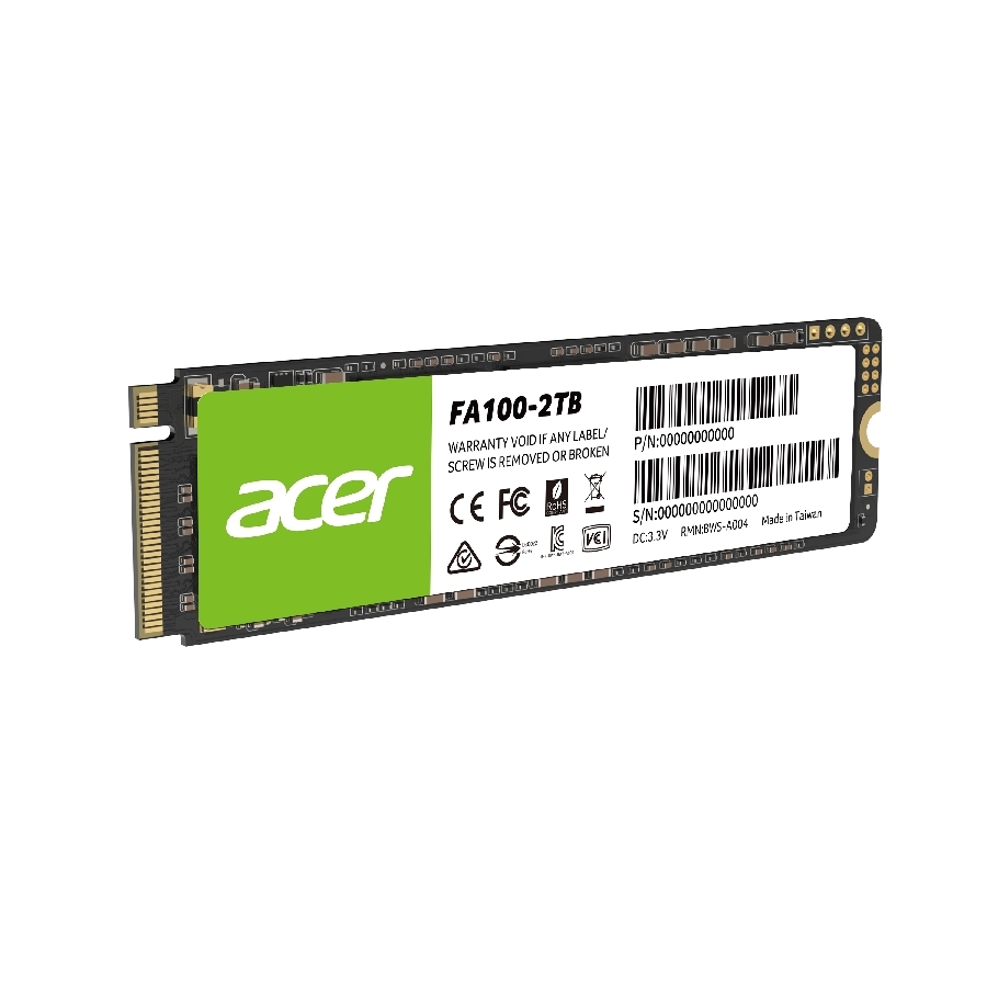 Unidad De Estado Solido SSD Interno Acer FA100 2TB M.2 2280 NVME PCIE Gen 3X4 Lect.3300 Escrit. 2700 Mbs 3D Tlc Nand Pc Laptop Minipc BL.9BWWA.121