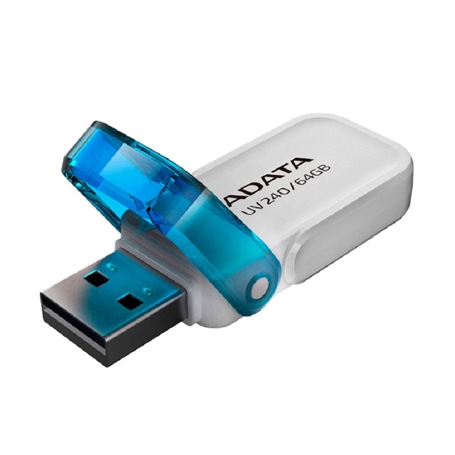 Memoria Adata 64GB USB 2.0 UV240 Blanco- Azul (AUV240-64G-RWH)
