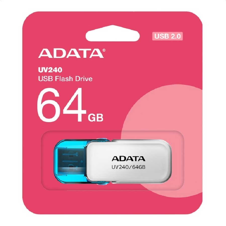 Memoria Adata 64GB USB 2.0 UV240 Blanco- Azul (AUV240-64G-RWH) - Imagen de 2