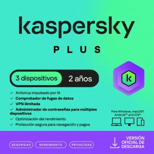 Esd Kaspersky Plus 3 Disp 2 Cuentas Kpm 2 Años