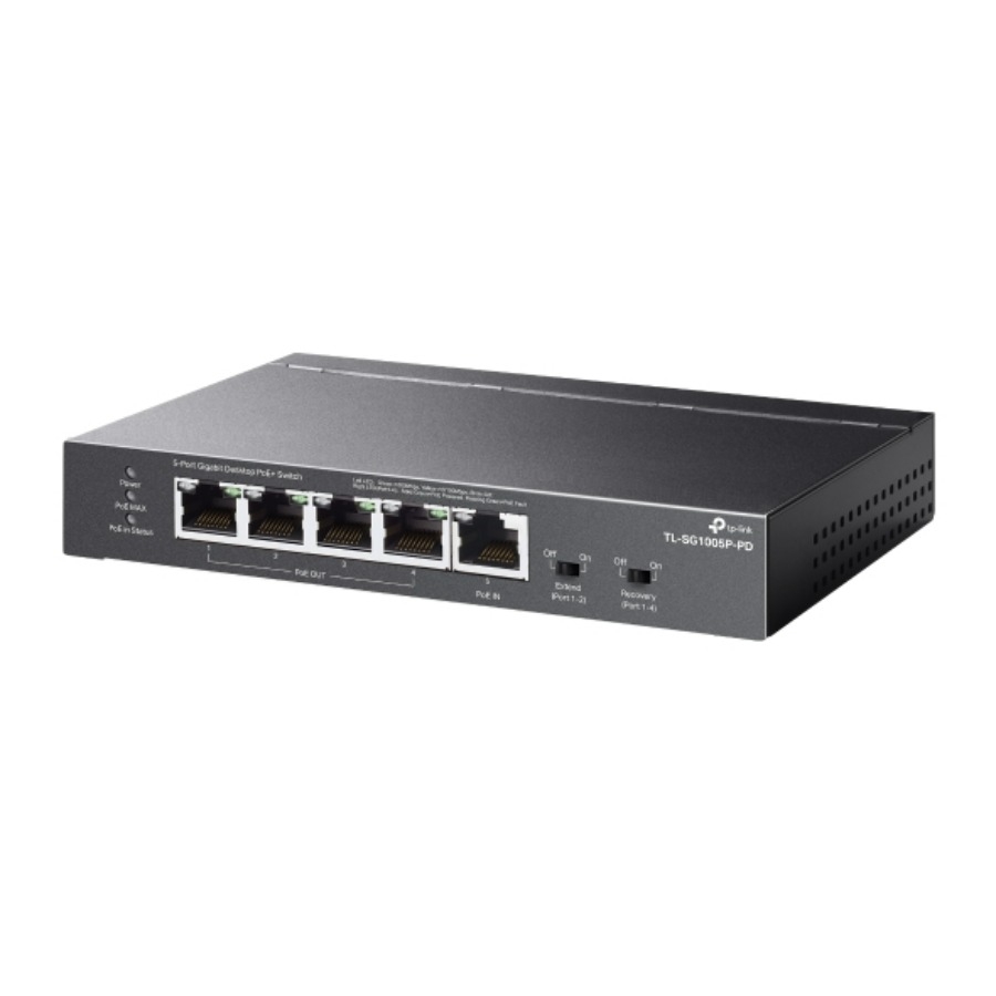 Switch TP-LINK TL-SG1005P-PD Omada 5P POE Gigabit Desktop (1P In Poe++ & 4P Poe+ Out) - Imagen de 2